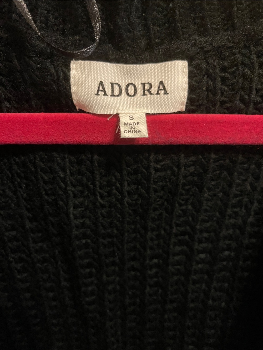 ADORA Black Cardigan with Cream and Brown Crochet Sleeve Accents - Picture 3 of 8